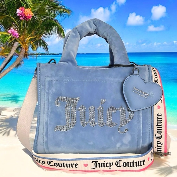Juicy Couture Big Spender Slate Blue Mini Tote Bag NWT - Picture 3 of 11